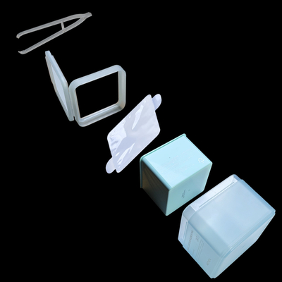 PP en PCR materialen vierkant met flip cover en clip, salicylzuur toner platen, PP doos