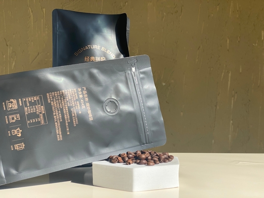 Gepersonaliseerde gedrukte rits stand-up zak 250g 500g koffiezak met klep plastic verpakking aluminium folie zak