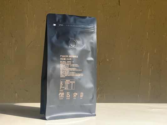 Gepersonaliseerde gedrukte rits stand-up zak 250g 500g koffiezak met klep plastic verpakking aluminium folie zak