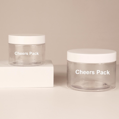 Groothandel huidverzorging lege body scrub PET potten Container helder rond plastic body scrub potten met deksels