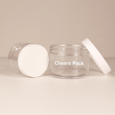 Groothandel huidverzorging lege body scrub PET potten Container helder rond plastic body scrub potten met deksels