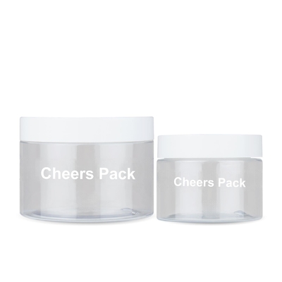 Groothandel huidverzorging lege body scrub PET potten Container helder rond plastic body scrub potten met deksels