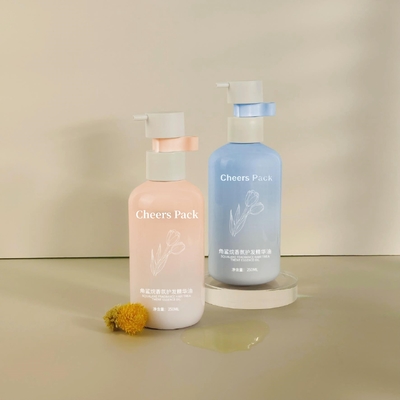 250 ml Flip Top Cap HDPE Plastic Shampoo Babycare Pink Bottle Lotion Pump Voor Cosmetische Verpakkingen