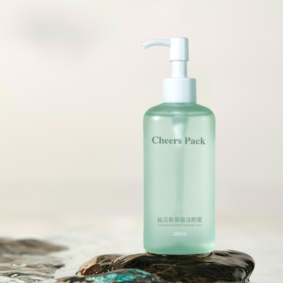 Groene luxe 50 ml 100 ml 450 ml ronde plastic cosmetische lotion flessen PP materiaal pers pomp knijpen flessen voor huidverzorging shampoo