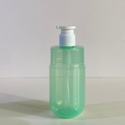 300 ml capaciteit transparante groene PET pomp dispenser fles voor cosmetische lotion met aangepast logo