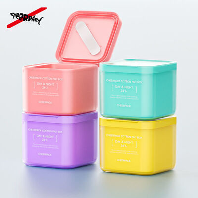 100 vellen huidverzorging Cotton Pad Box 2.0 Bulk Order Plastic Jar met afneembare PP Liner Food Grade voor cosmetische merken/OEM