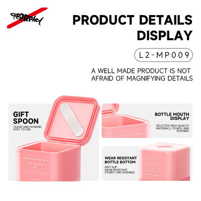 100 vellen huidverzorging Cotton Pad Box 2.0 Bulk Order Plastic Jar met afneembare PP Liner Food Grade voor cosmetische merken/OEM