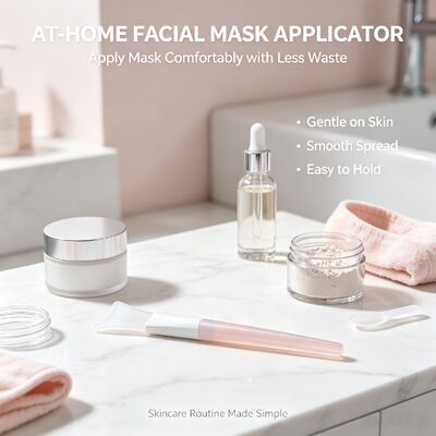 Zachte siliconen gezichtsmasker Applicatorborstel Siliconen handvat Huidverzorgingscrème Herbruikbare cosmetische spatel Gezichtsmasker Mengen Toepassen