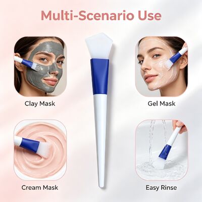 Siliconen gezichtsmaskerborstel, zachte kleimaskerapplicator met siliconen kop en ABS-handvat voor gelijkmatige huidverzorgingstoepassing