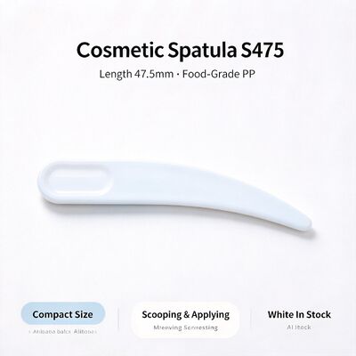S475 47.5mm Food-Grade PP Cosmetic Spatula. Wit In-Stock Wholesale. Voor het extraheren en aanbrengen van gezichtscrème, perfect voor schoonheidssalons en cosmetische pot accessoires.